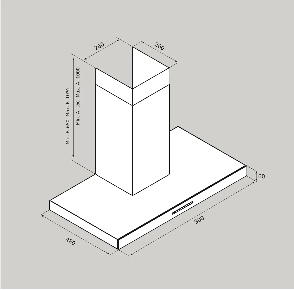 Airforce F205 90cm Wall Mounted Slim Line Cooker Hood - Black Glass - Image 3