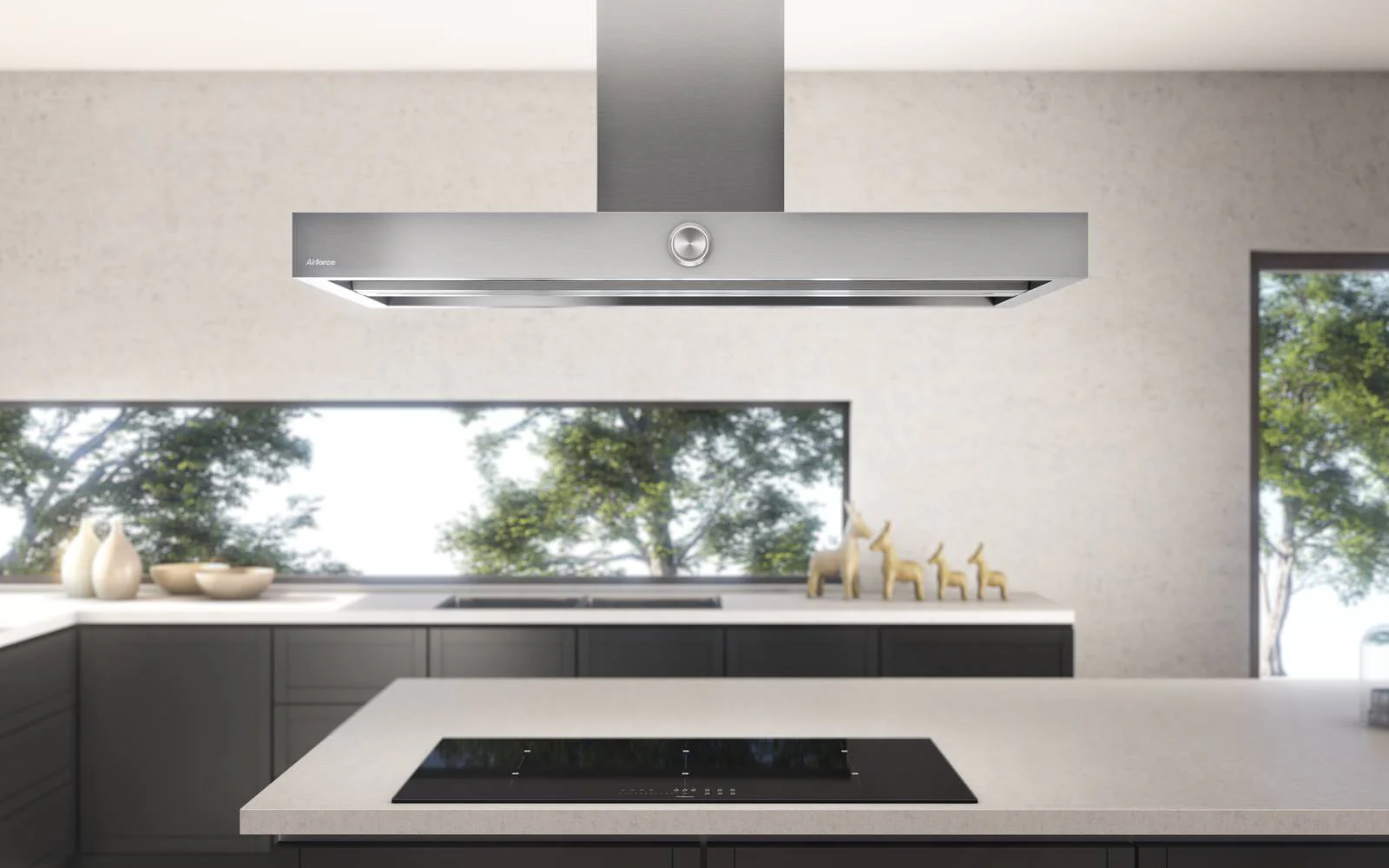 Airforce VIS BOXY NO DROP Island 120cm Stainless Steel Cooker hood with Rotary Dial Control Integra ready - Image 3